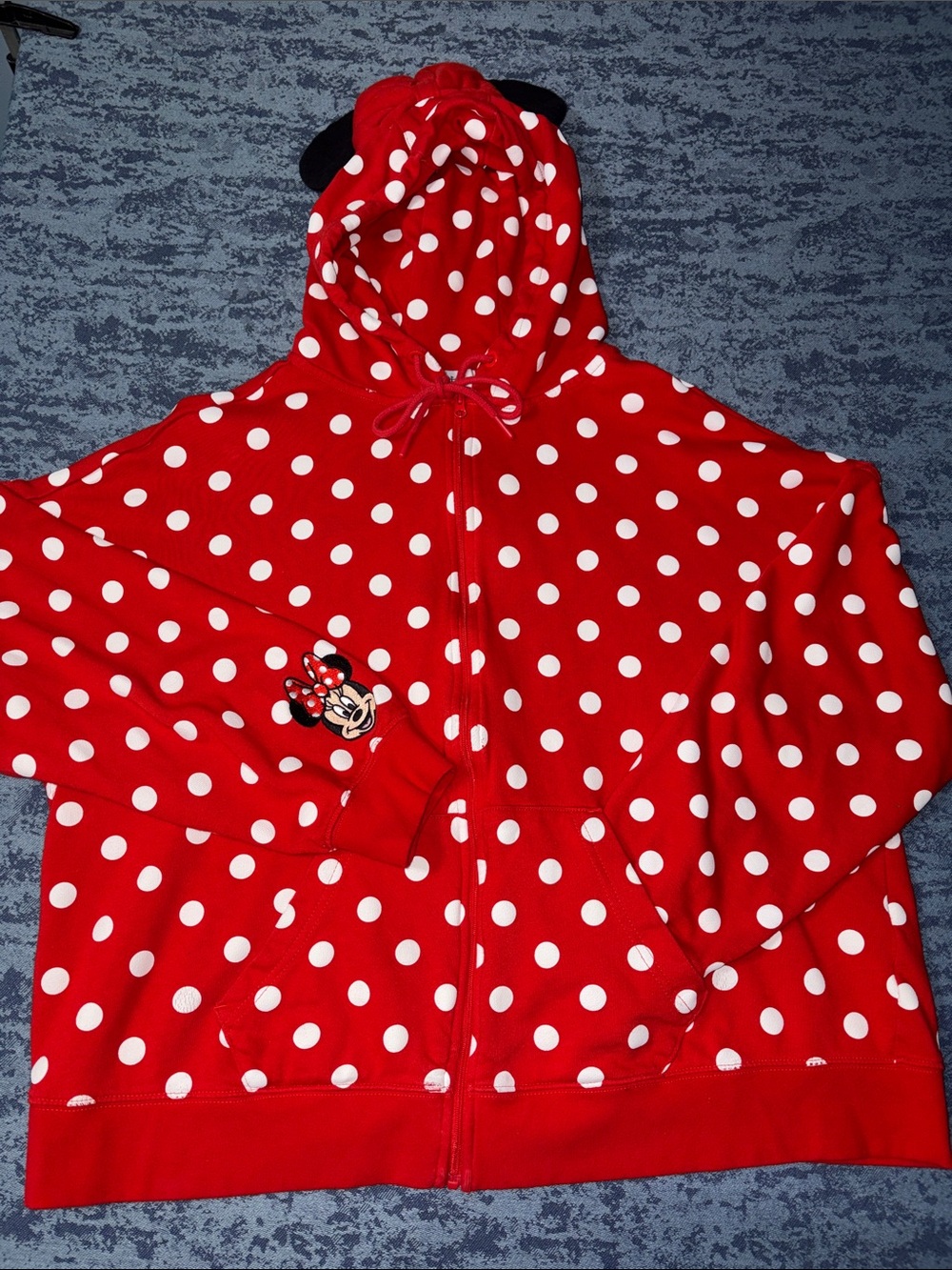 Disney Red and White Polka Dot Kids Hoodie with Minnie Accent